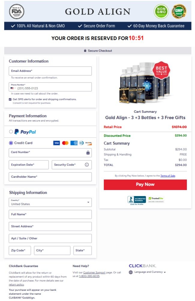 Gold Align Official Website Secure Order Page